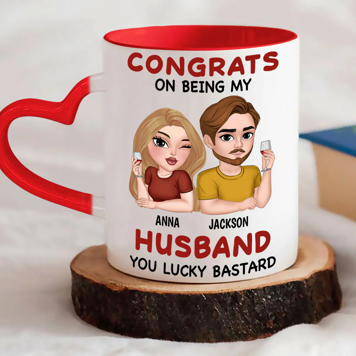My Husband - Personalized Custom Heart Handle Mug - Image 2