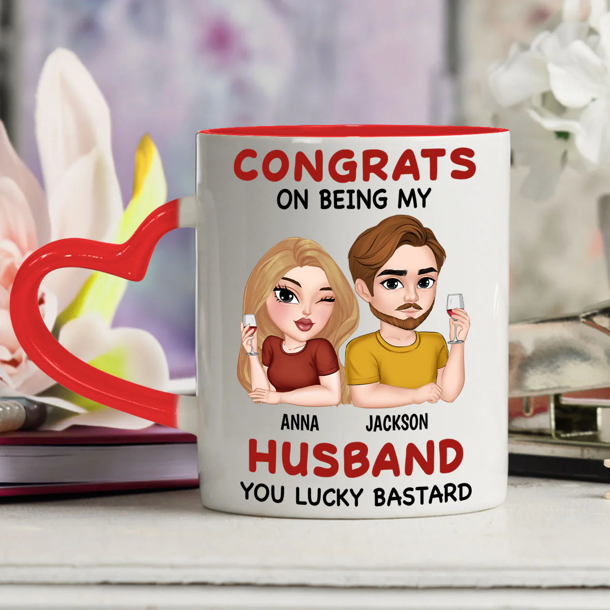 My Husband - Personalized Custom Heart Handle Mug - Image 3