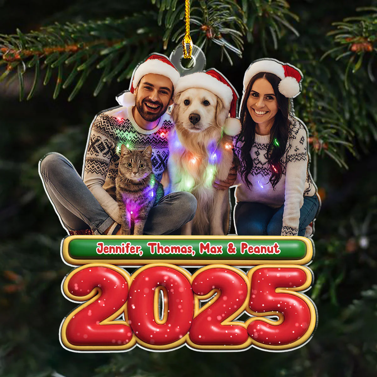My Kids Is Here Pet Photo Version - Personalized Custom Acrylic Ornament - Image 3