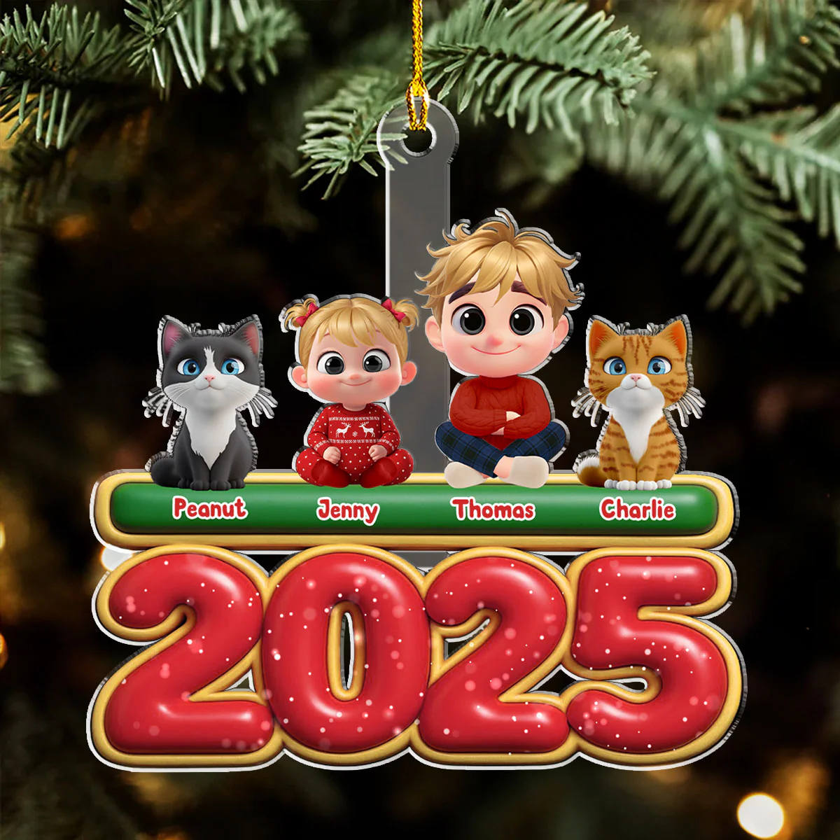 My Kids Is Here Pet Version - Personalized Custom Acrylic Ornament - Image 3