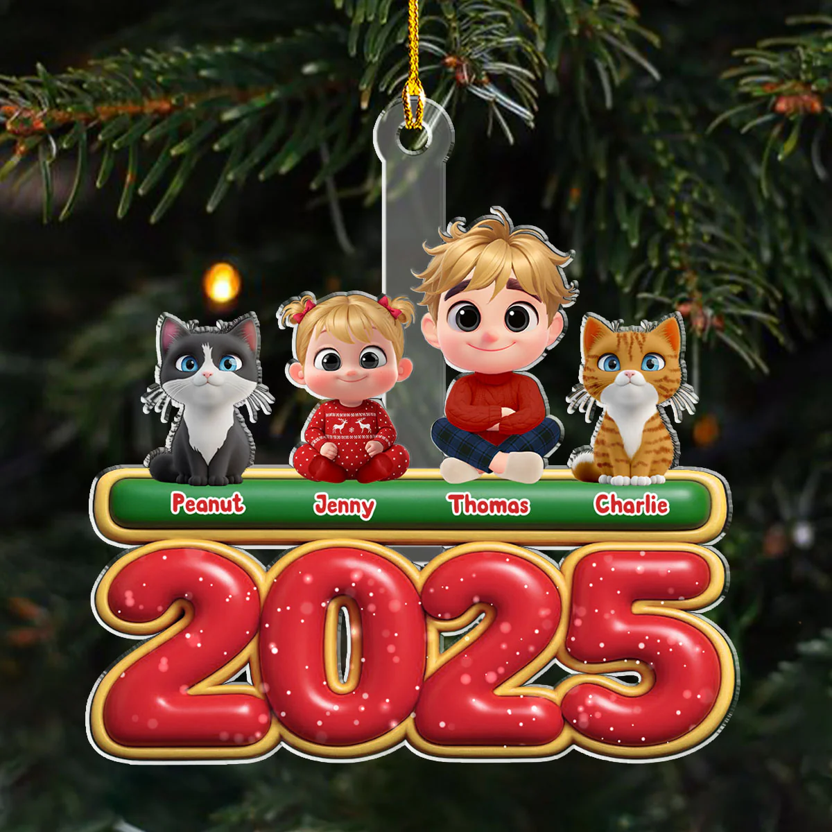 My Kids Is Here Pet Version - Personalized Custom Acrylic Ornament - Image 4