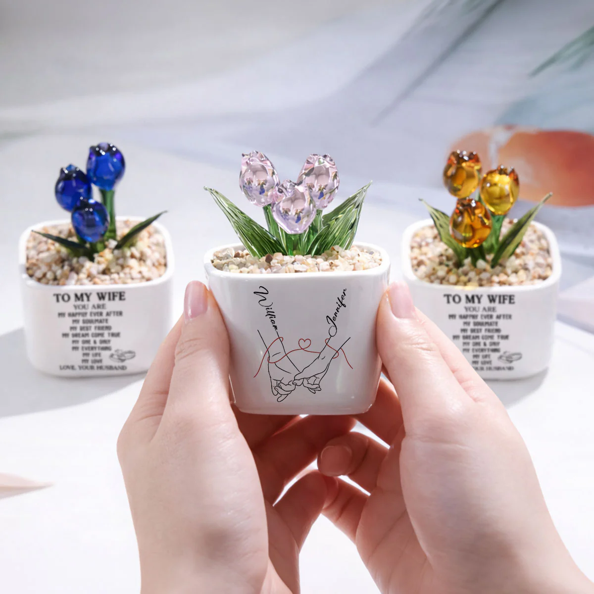 My Life My Love 2 - Personalized Custom Glass Everlasting Tulips - Image 5