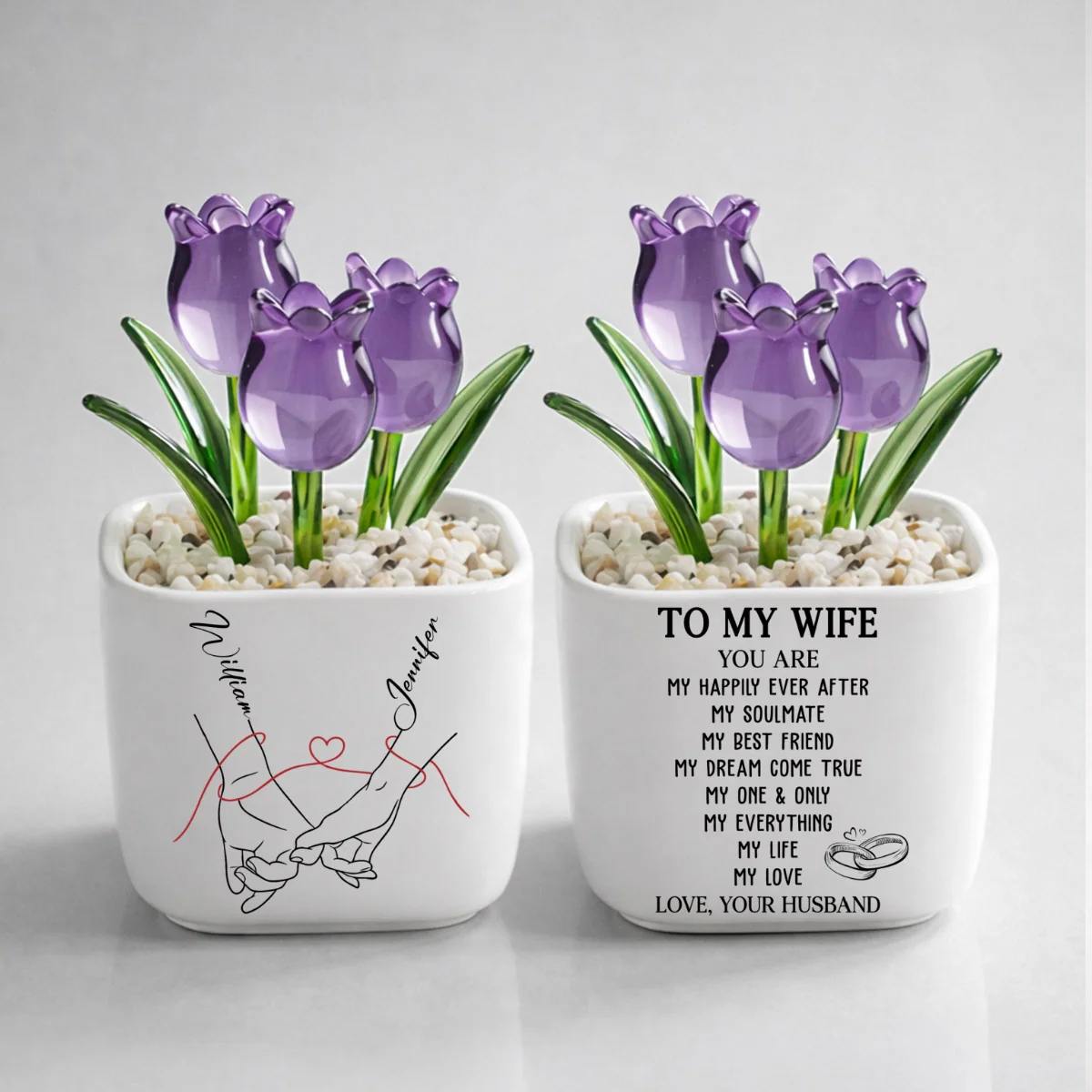 My Life My Love 2 - Personalized Custom Glass Everlasting Tulips - Image 9