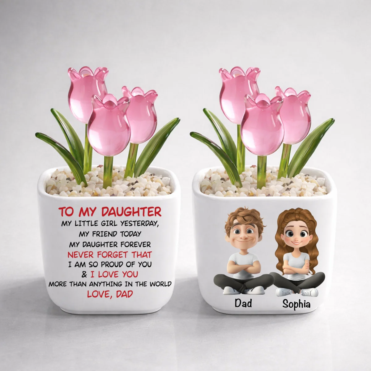 My Little Girl Yesterday - Personalized Custom Glass Everlasting Tulips - Image 10