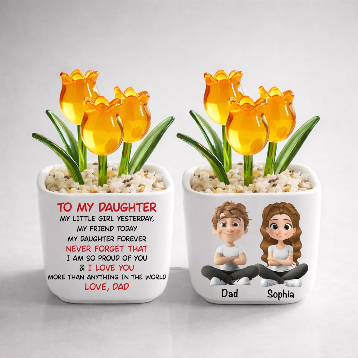 My Little Girl Yesterday - Personalized Custom Glass Everlasting Tulips - Image 12