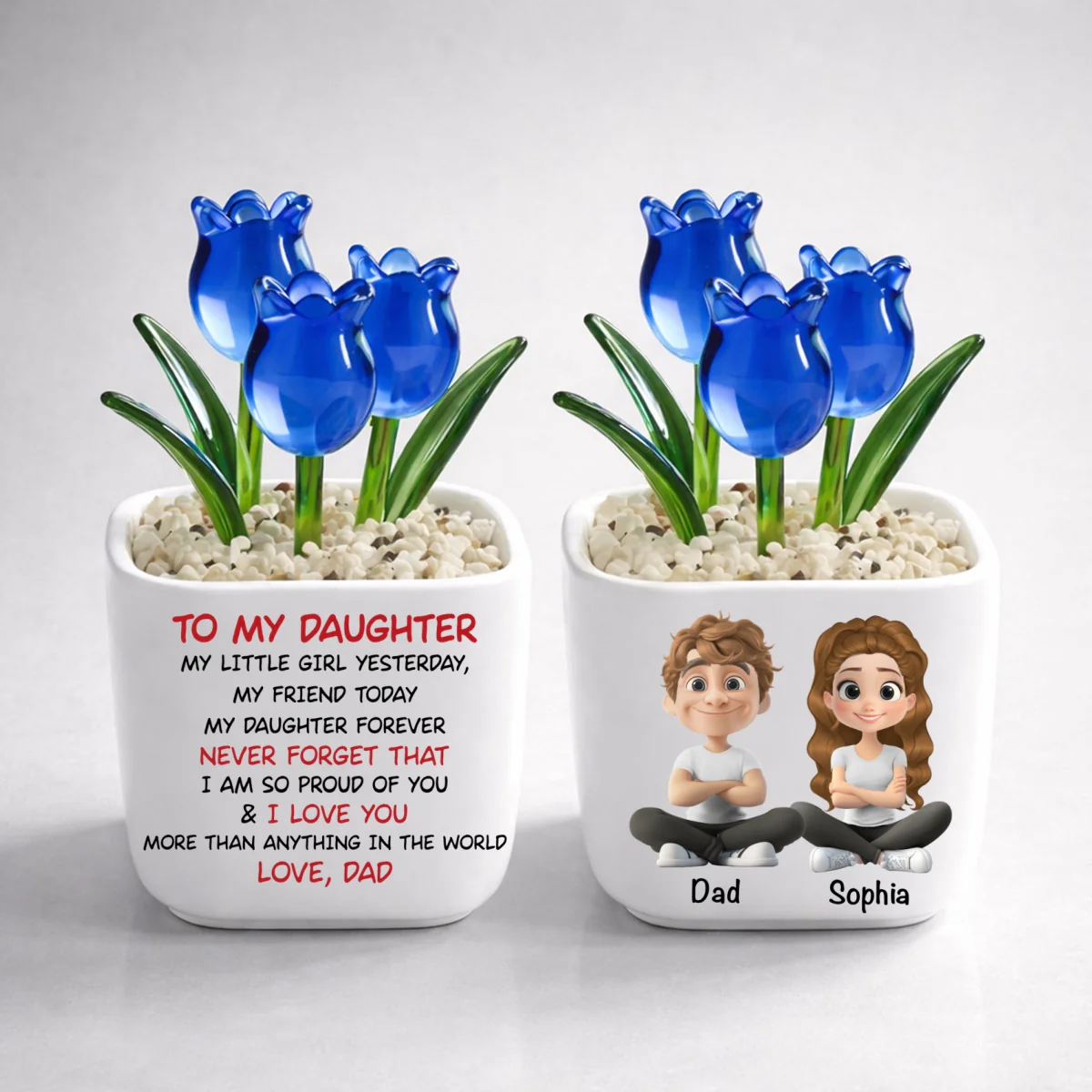My Little Girl Yesterday - Personalized Custom Glass Everlasting Tulips - Image 9