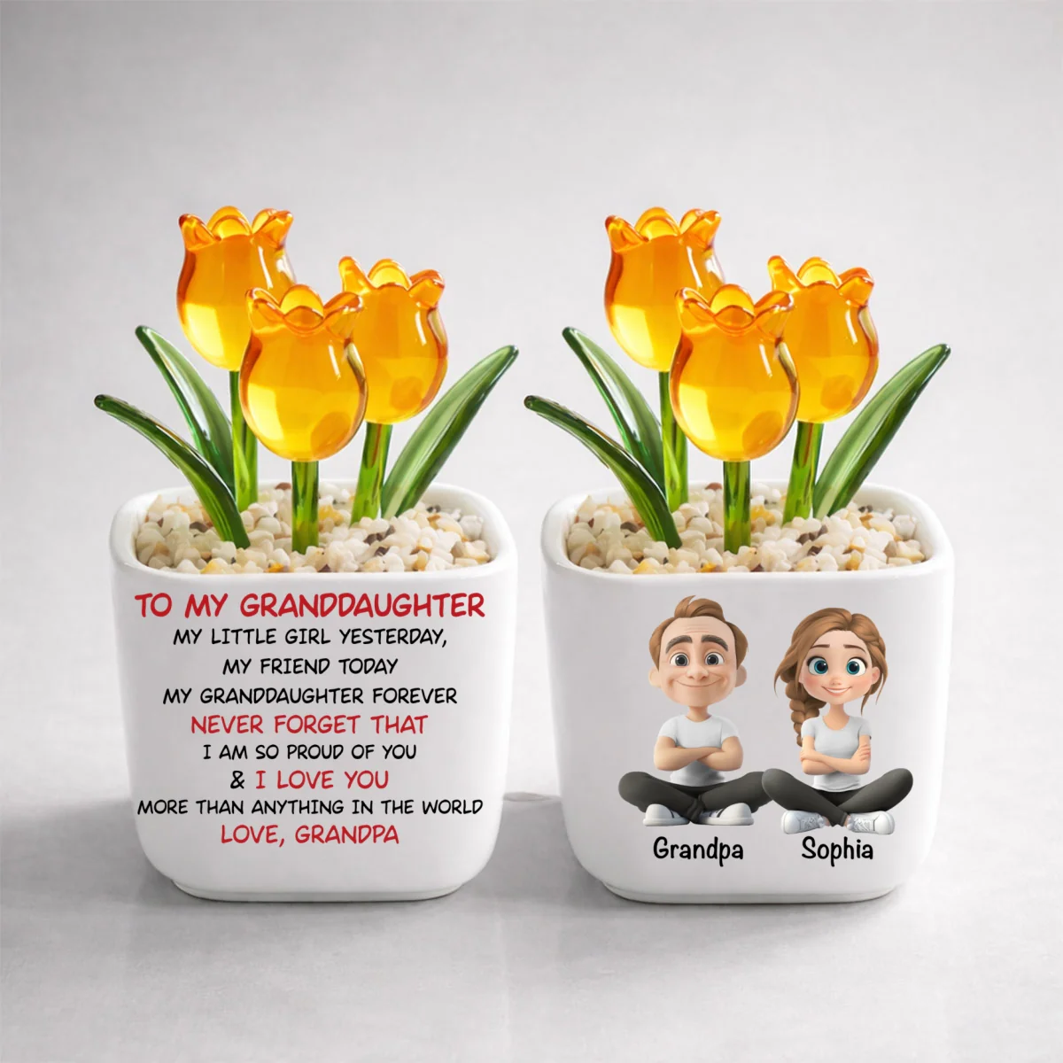 My Little Granddaughter Yesterday - Personalized Custom Glass Everlasting Tulips - Image 12