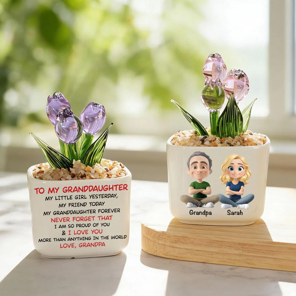 My Little Granddaughter Yesterday - Personalized Custom Glass Everlasting Tulips - Image 7