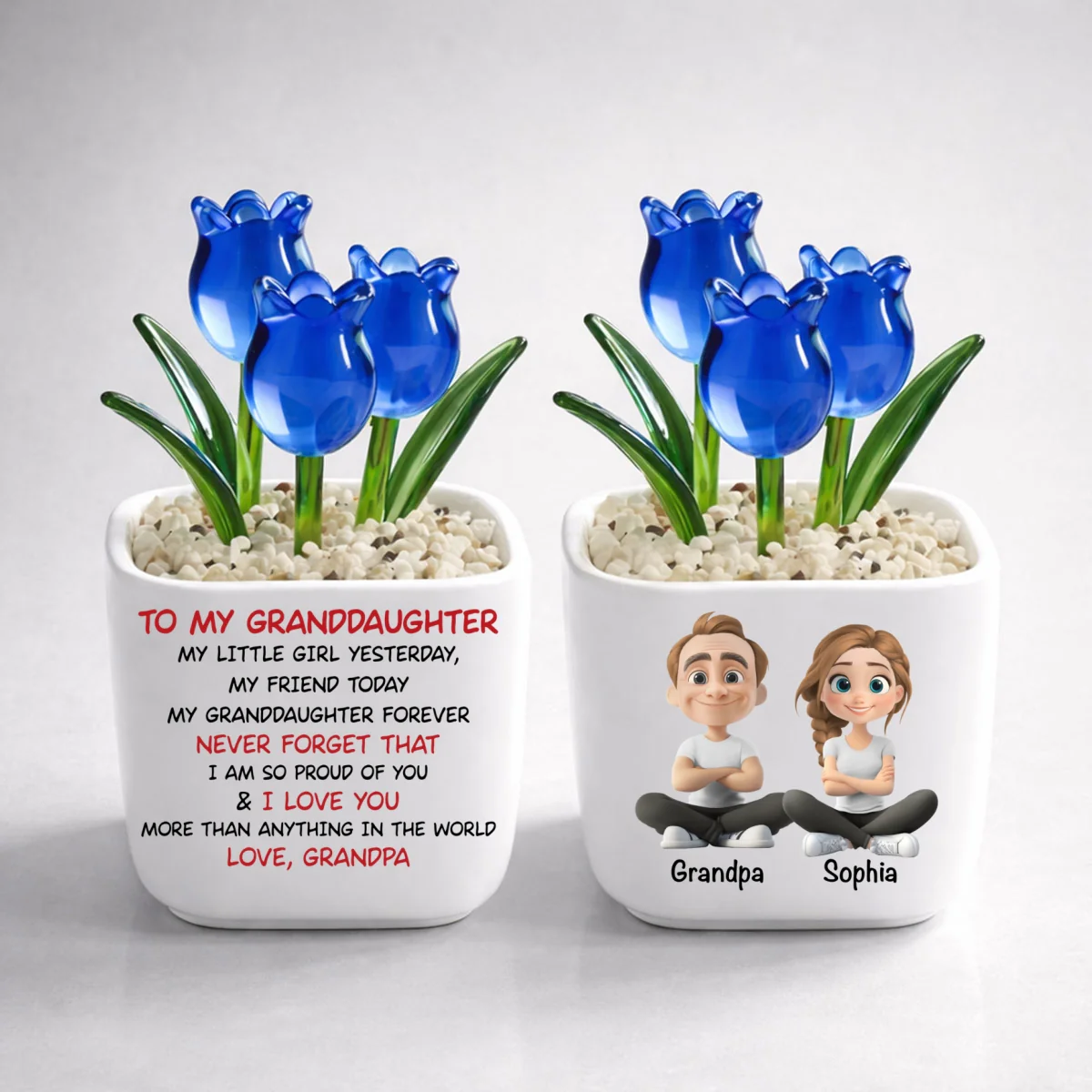 My Little Granddaughter Yesterday - Personalized Custom Glass Everlasting Tulips - Image 9