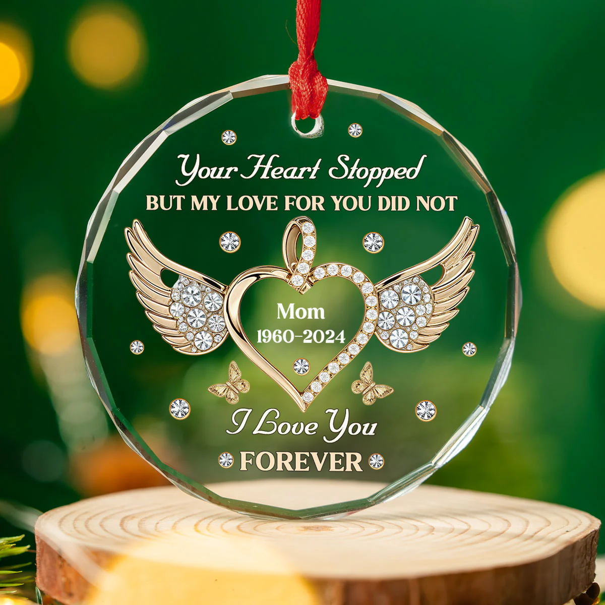 My Love For You Never Stops - Personalized Custom Glass Ornament - Image 4