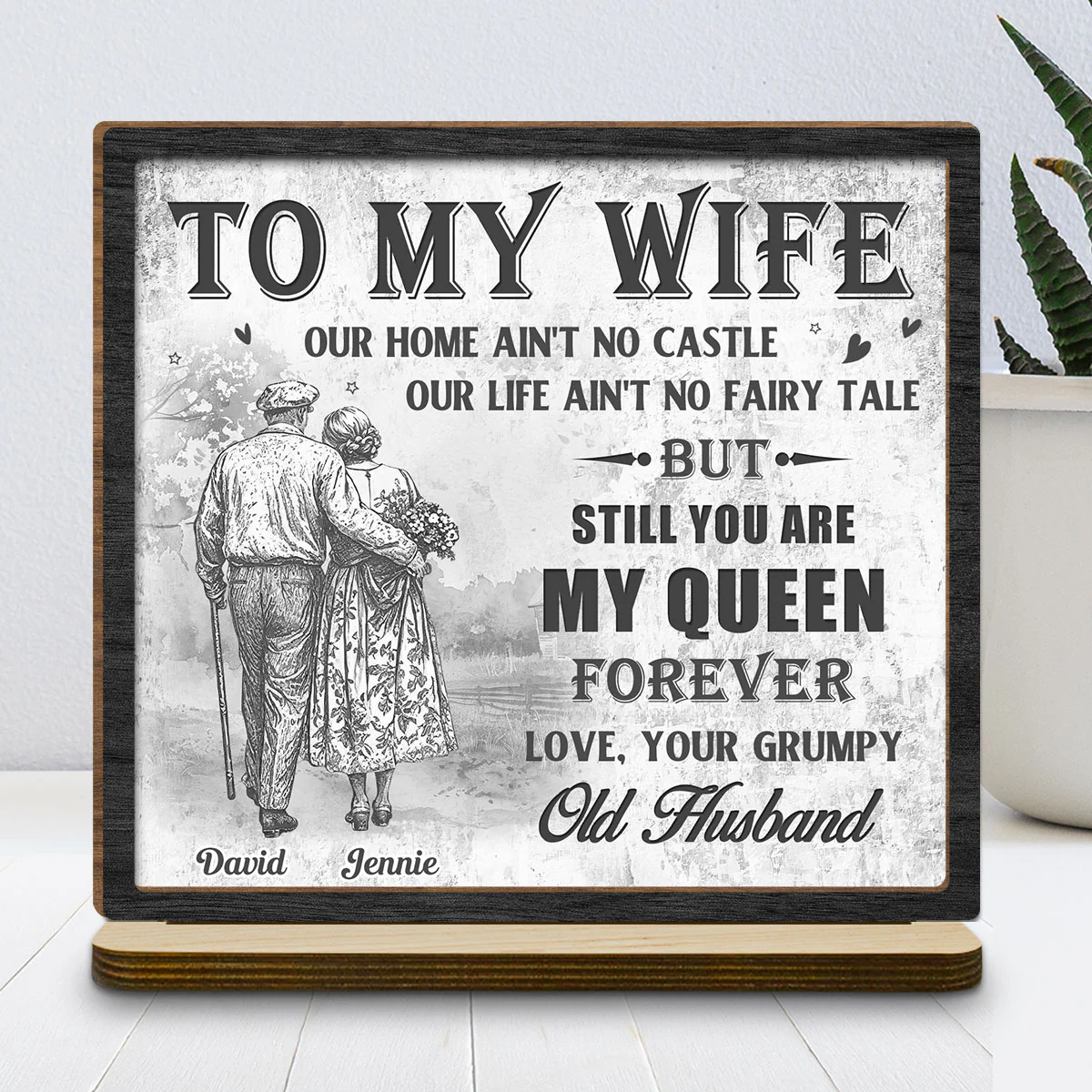 My Love - Personalized Custom 2-Layer Wood Plaque With Flat Base - Image 2