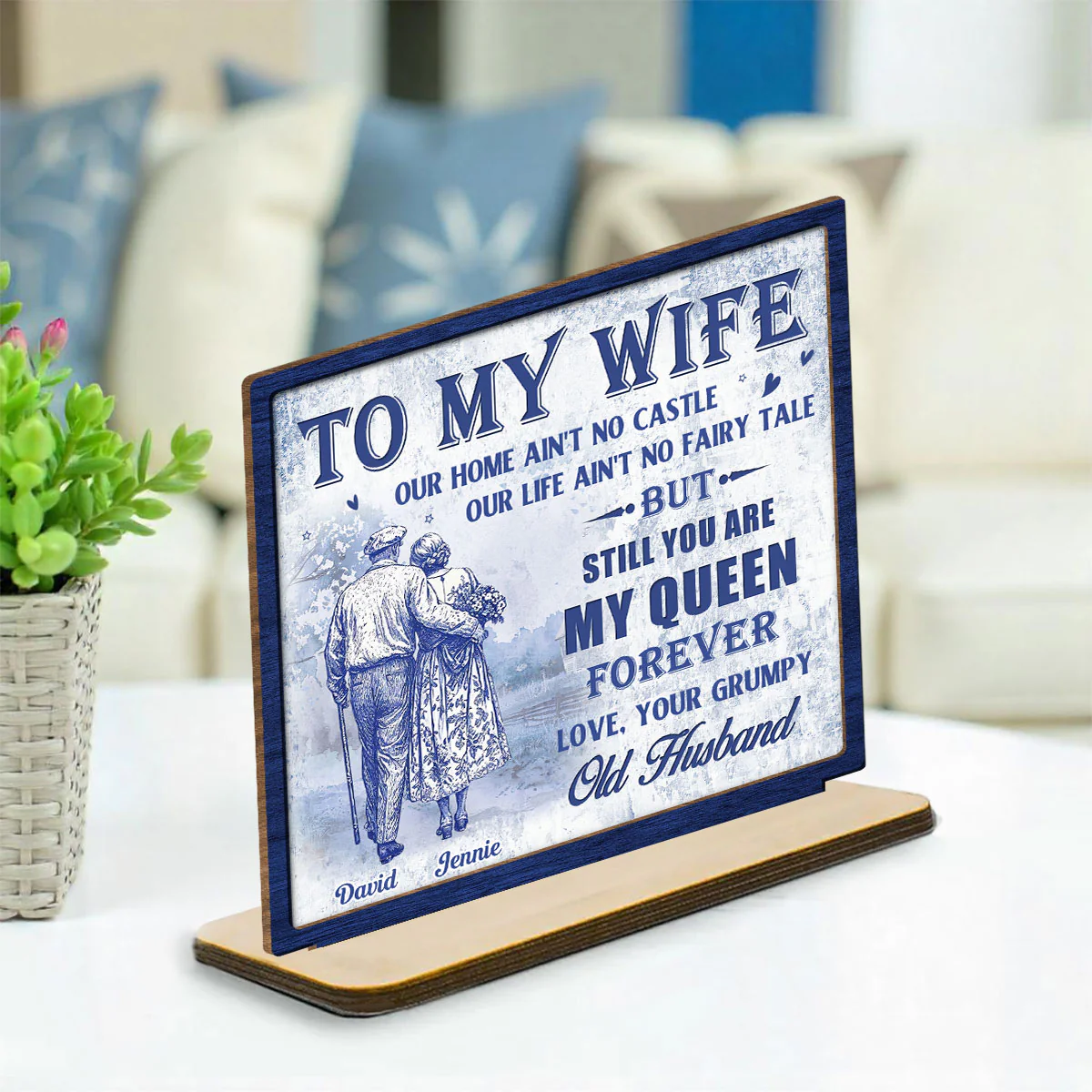 My Love - Personalized Custom 2-Layer Wood Plaque With Flat Base - Image 3