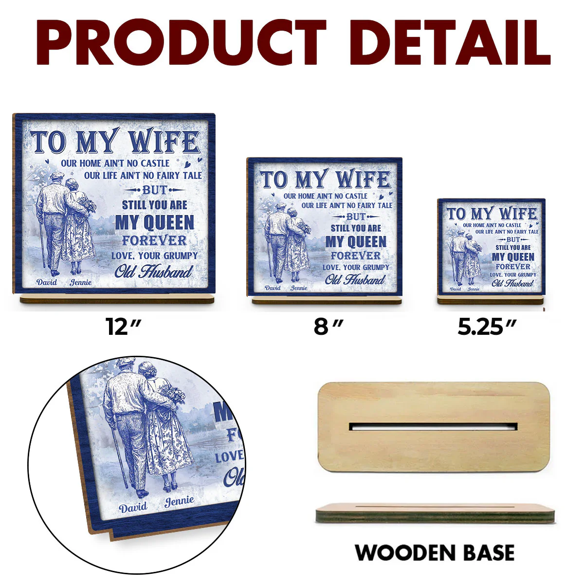 My Love - Personalized Custom 2-Layer Wood Plaque With Flat Base - Image 5