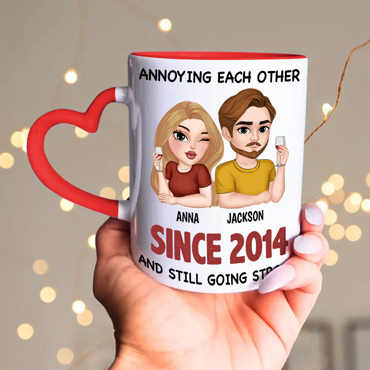 My Love - Personalized Custom Heart Handle Mug - Image 2