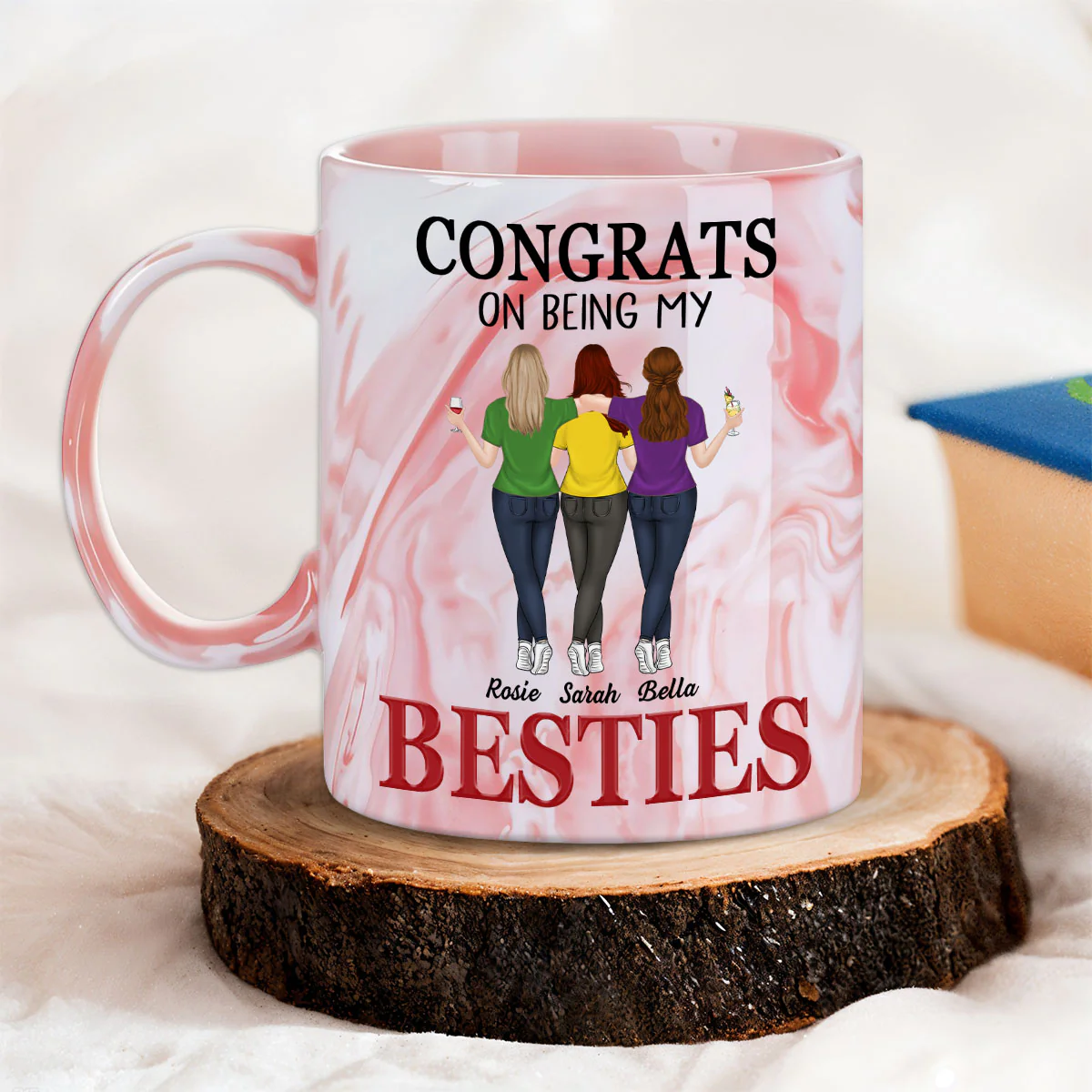 My Lovely Besties - Personalized Custom Pink Marble Mug - Image 3