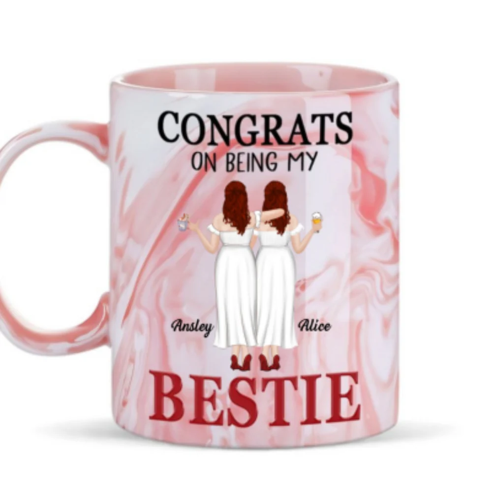 My Lovely Besties - Personalized Custom Pink Marble Mug - Image 5