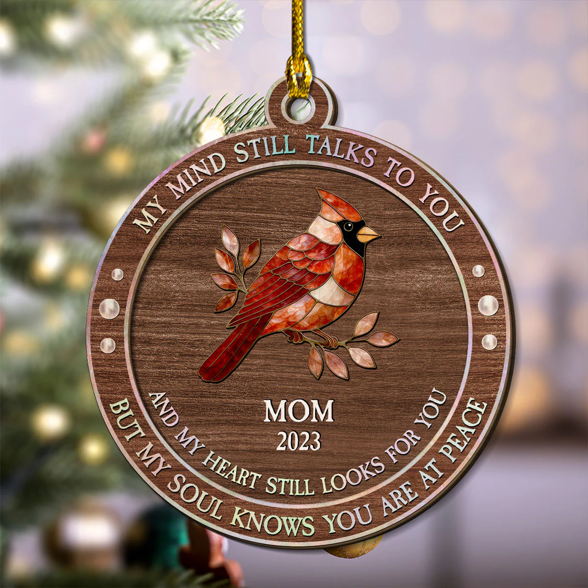 My Mind My Heart Mother Of Pearl - Personalized Custom Freeshape 2-Layered Wood Ornament - Image 2