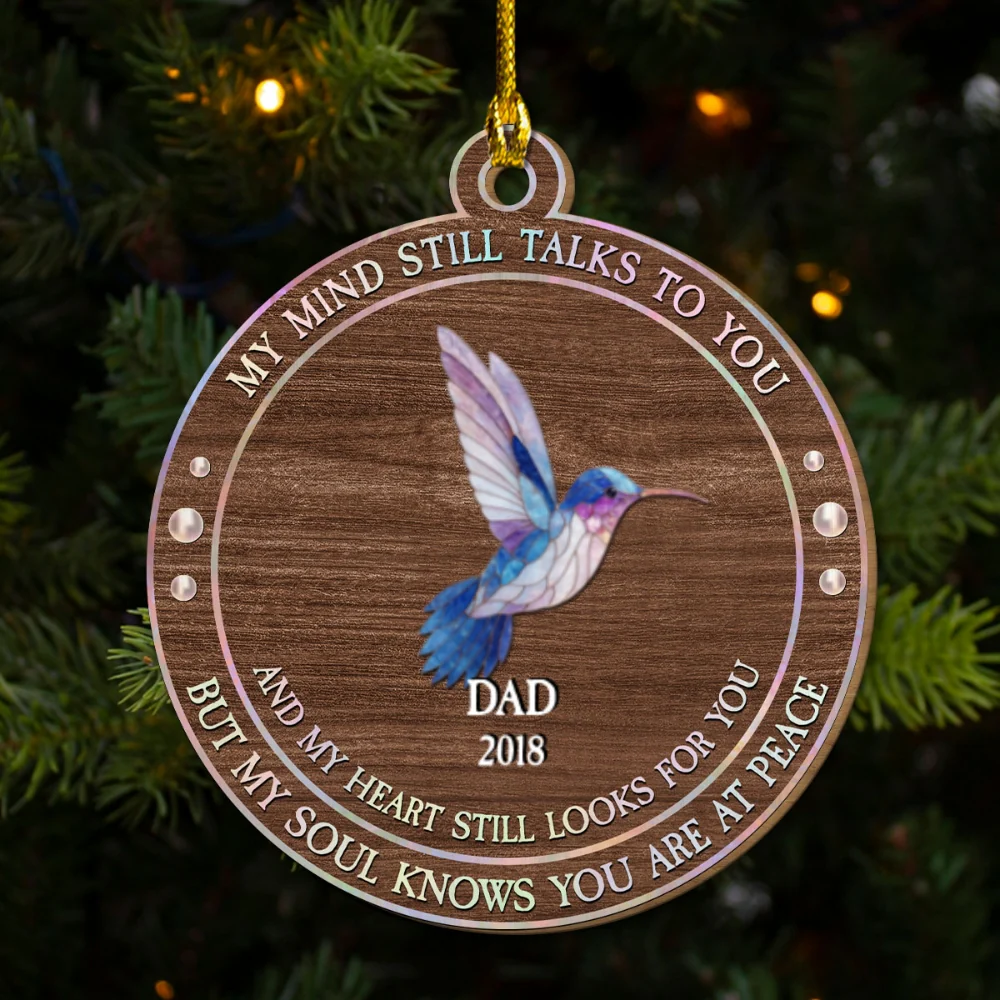 My Mind My Heart Mother Of Pearl - Personalized Custom Freeshape 2-Layered Wood Ornament - Image 5