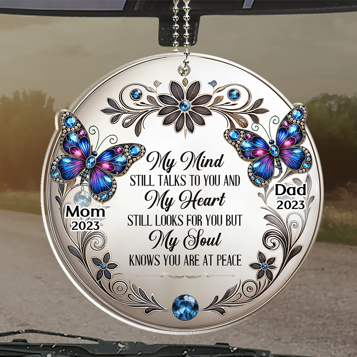 My Mind My Heart My Soul Butterfly - Personalized Custom Car Ornament - Image 2