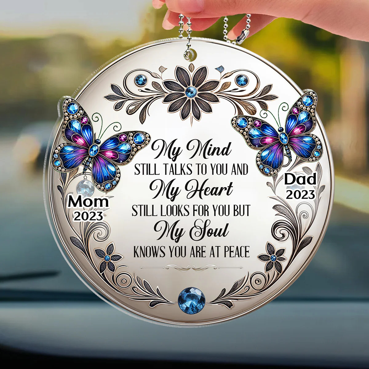 My Mind My Heart My Soul Butterfly - Personalized Custom Car Ornament - Image 3