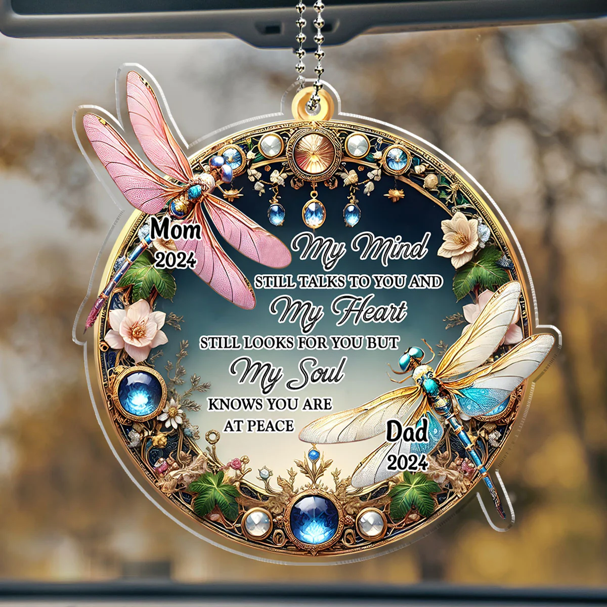 My Mind My Heart My Soul Dragonfly - Personalized Custom Car Ornament - Image 2