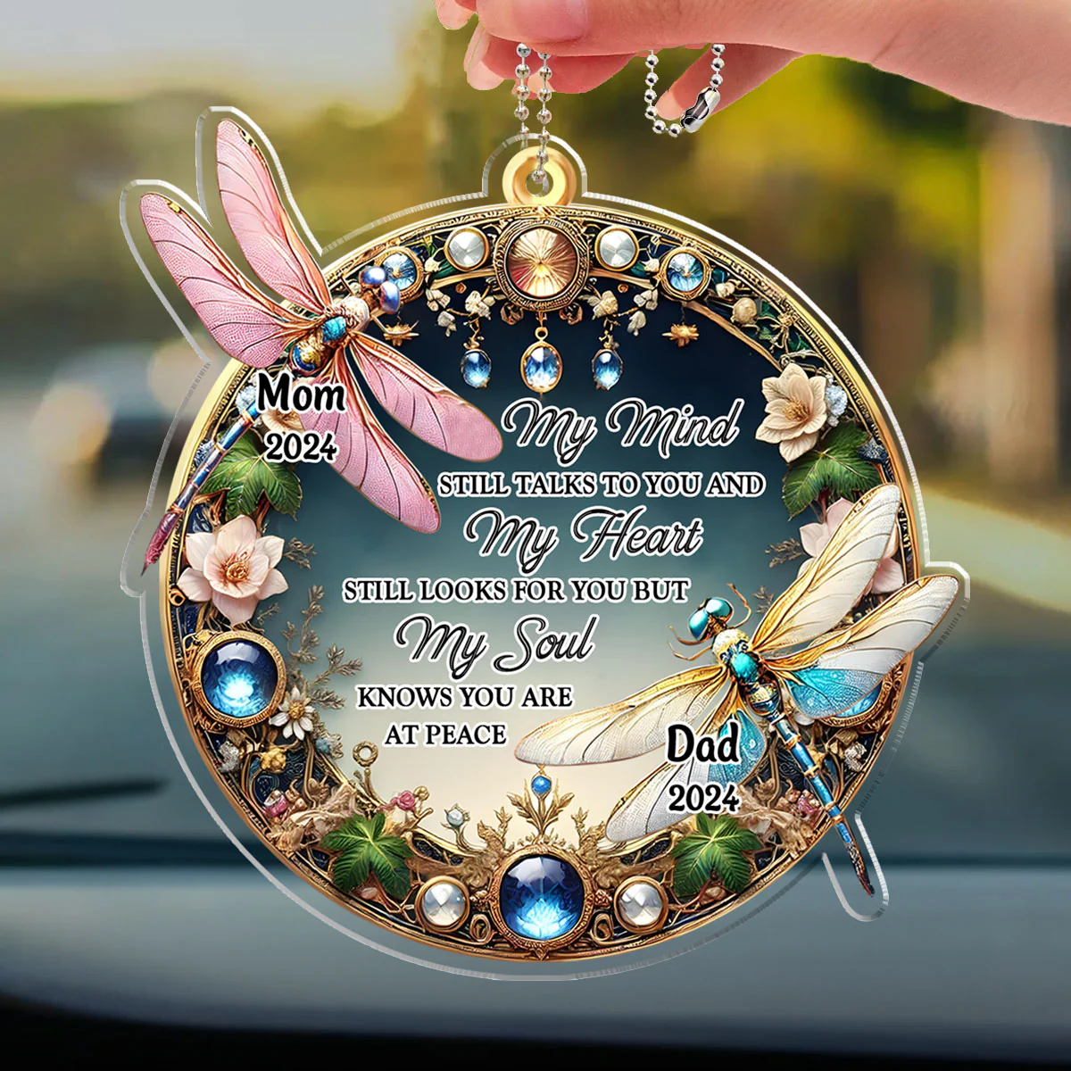 My Mind My Heart My Soul Dragonfly - Personalized Custom Car Ornament - Image 3