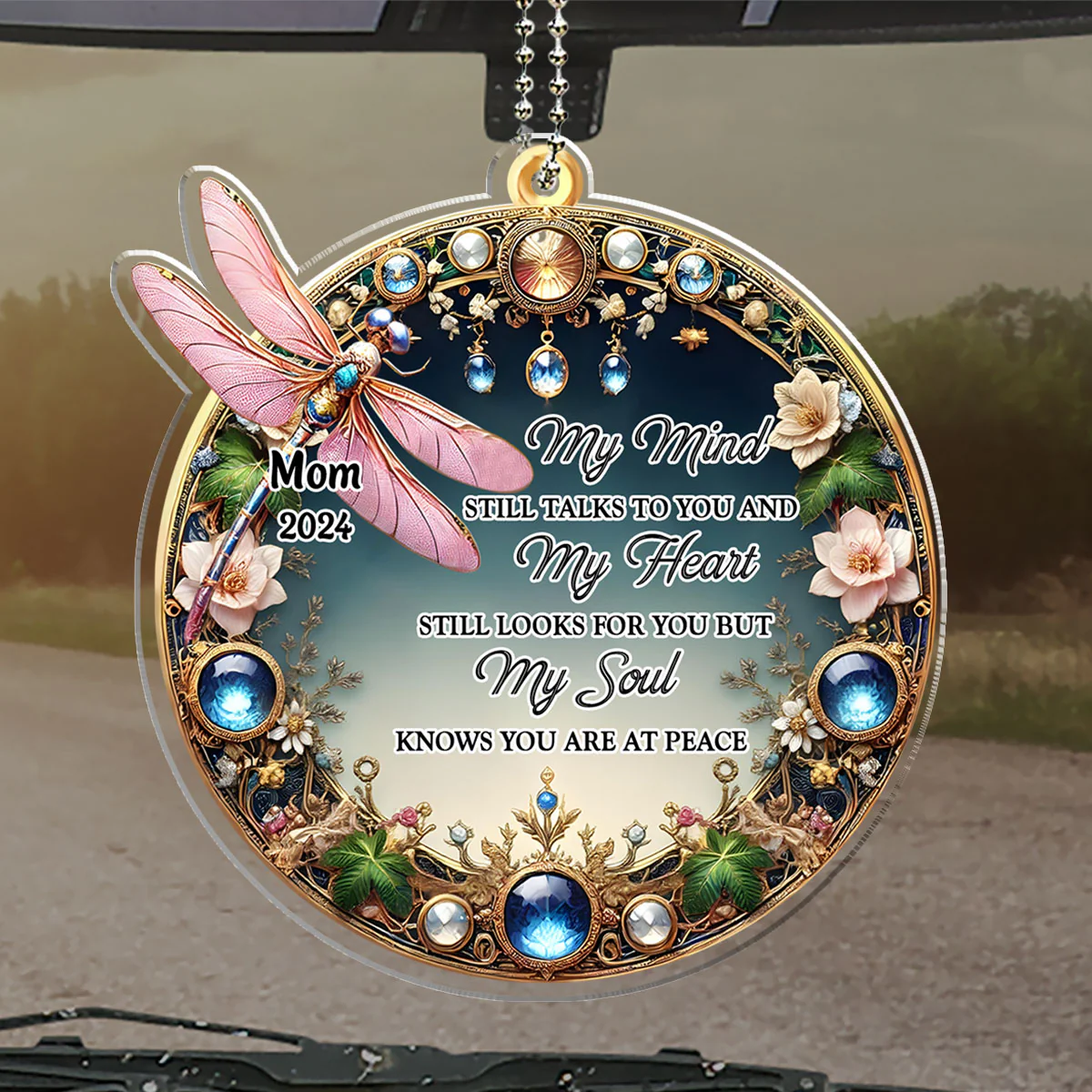 My Mind My Heart My Soul Dragonfly - Personalized Custom Car Ornament - Image 4