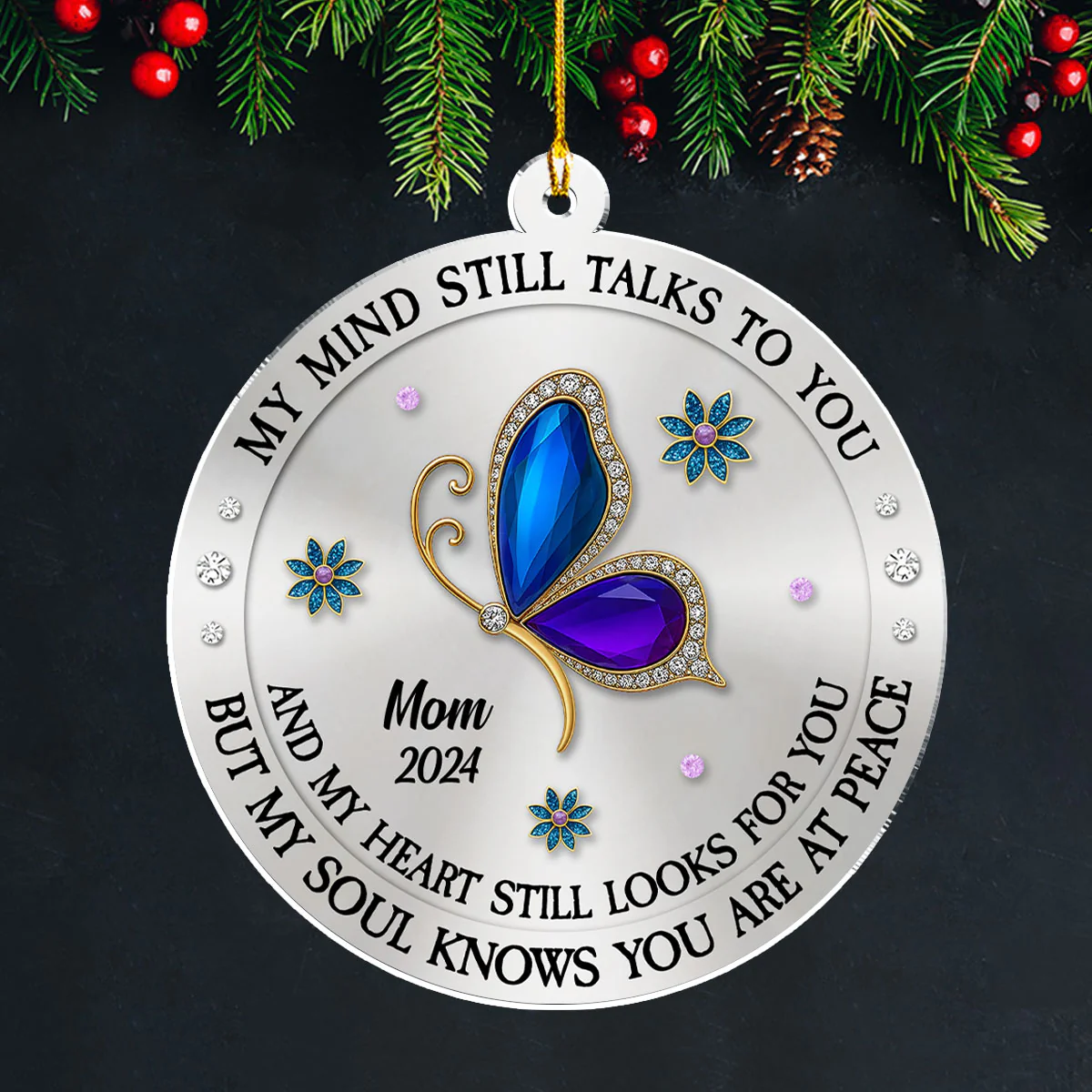 My Mind My Heart My Soul Memorial - Personalized Custom Acrylic Ornament - Image 3