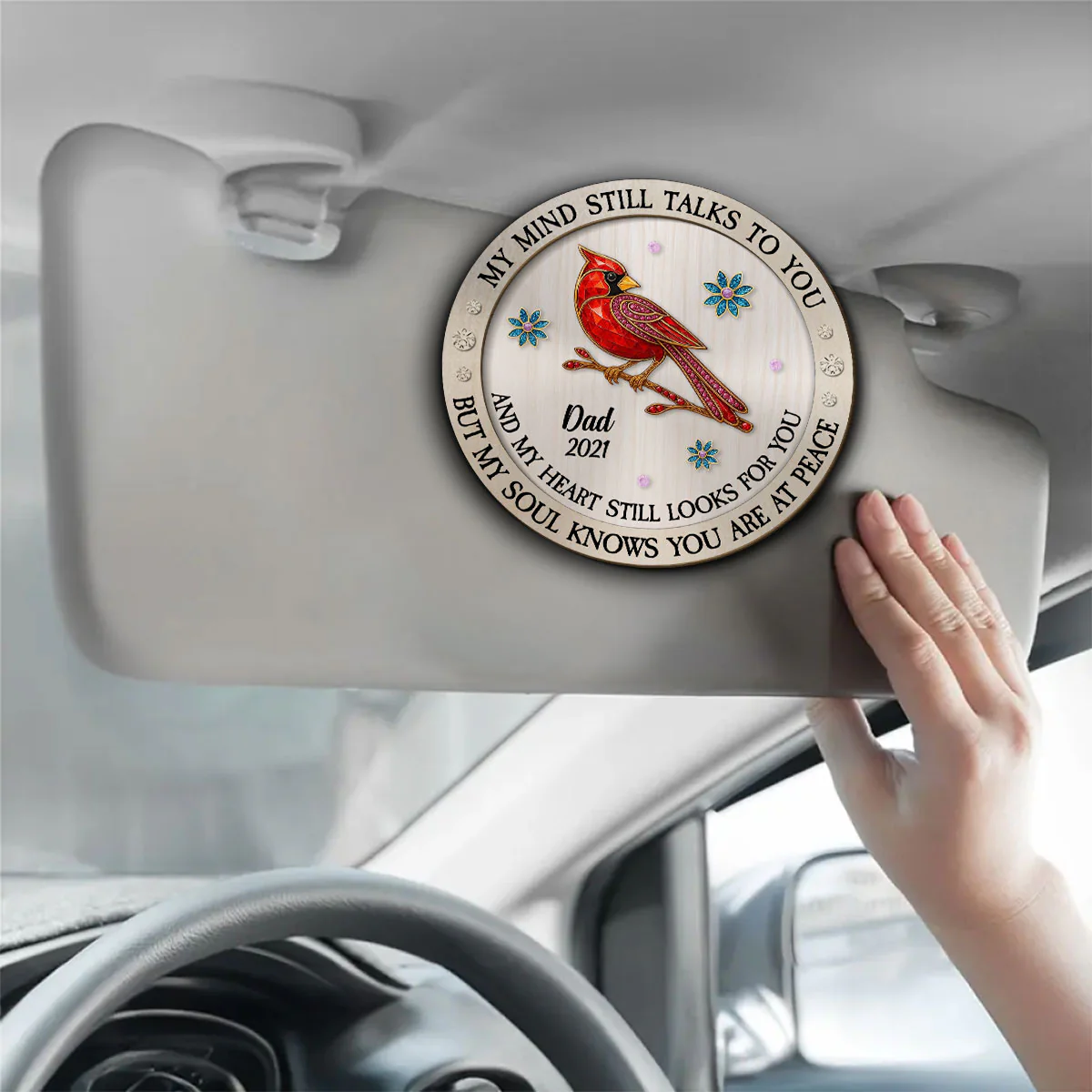 My Mind My Heart My Soul Memorial - Personalized Custom Car Visor Clip - Image 3