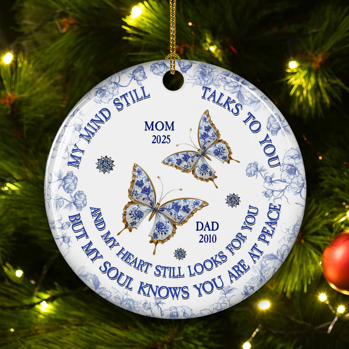 My Mind My Heart My Soul Memorial - Personalized Custom Ceramic Ornament - Image 3