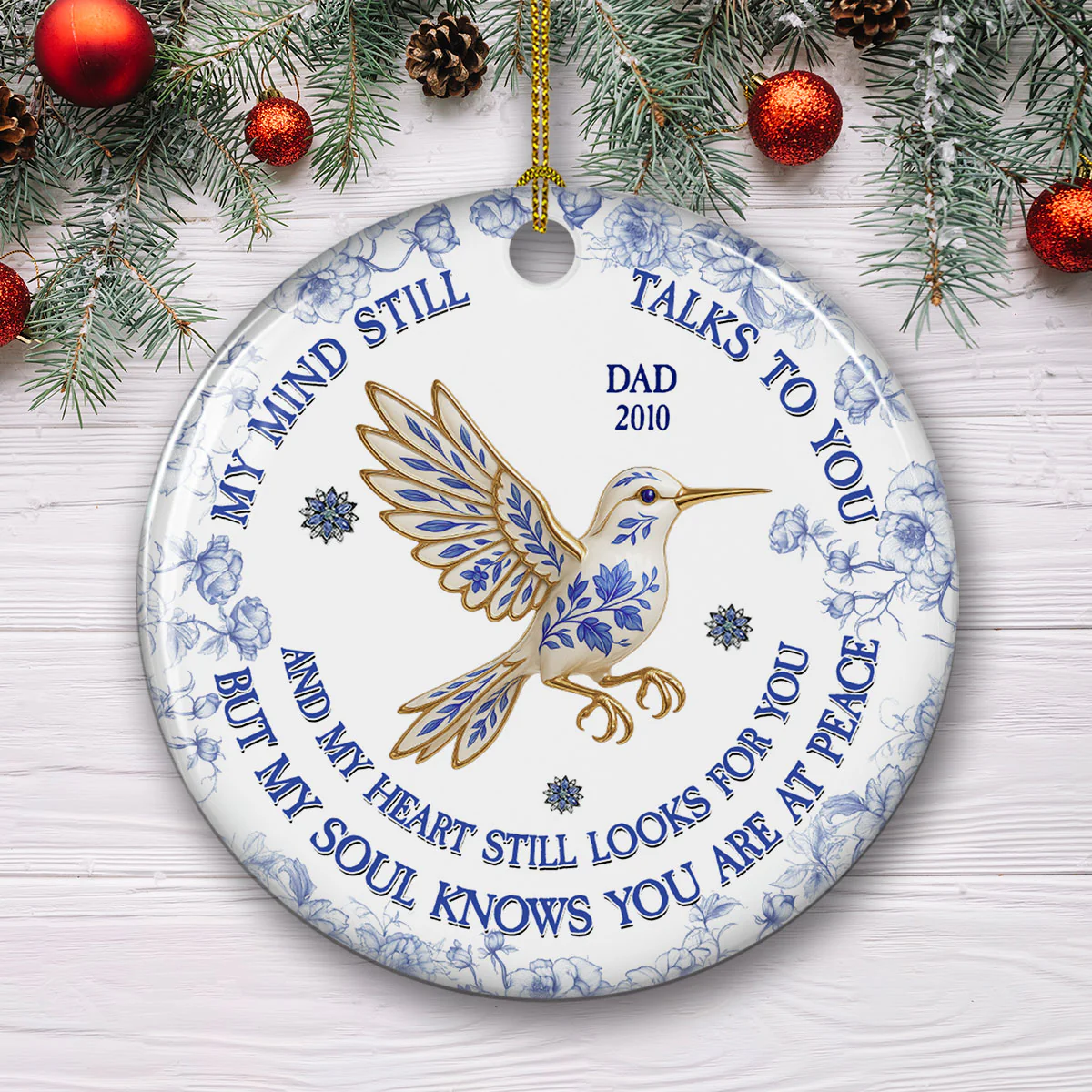 My Mind My Heart My Soul Memorial - Personalized Custom Ceramic Ornament - Image 4