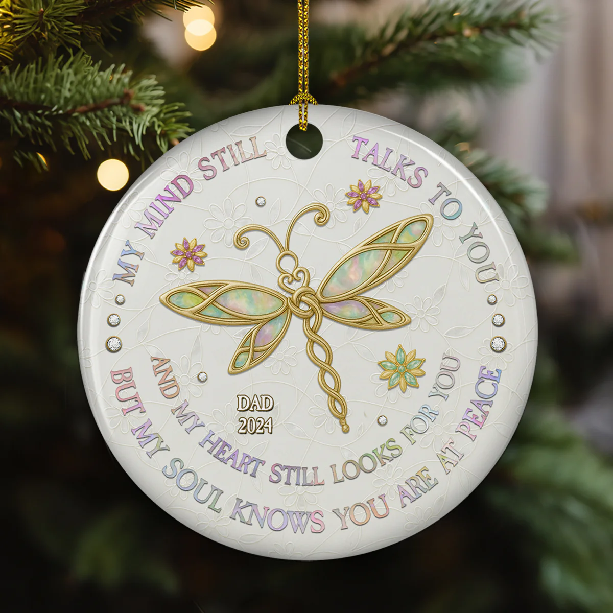 My Mind My Heart My Soul Mother Of Pearl - Personalized Custom Ceramic Ornament - Image 3