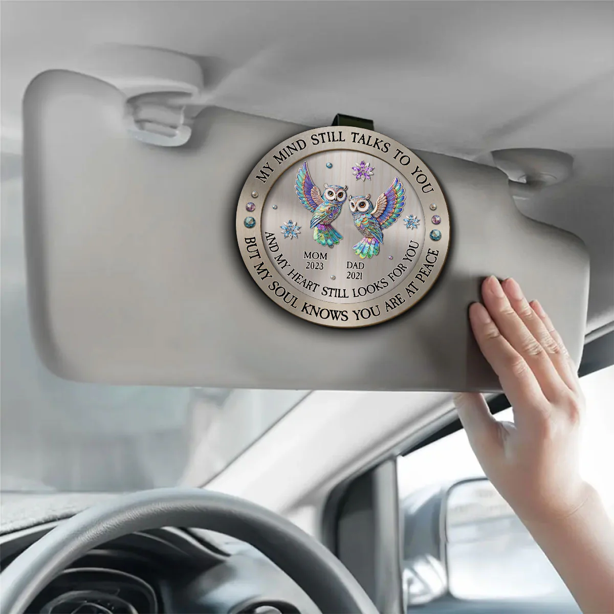 My Mind My Heart My Soul Owl - Personalized Custom Car Visor Clip - Image 3