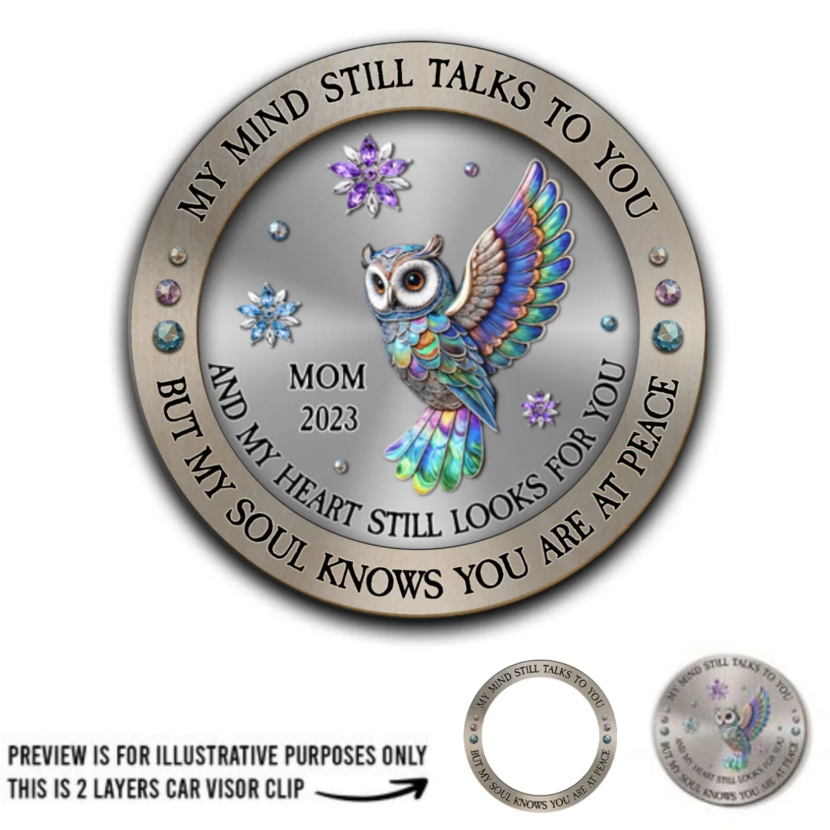 My Mind My Heart My Soul Owl - Personalized Custom Car Visor Clip - Image 5
