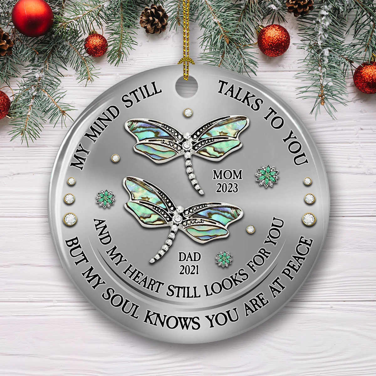 My Mind My Heart My Soul- Personalized Custom Ceramic Ornament - Image 3