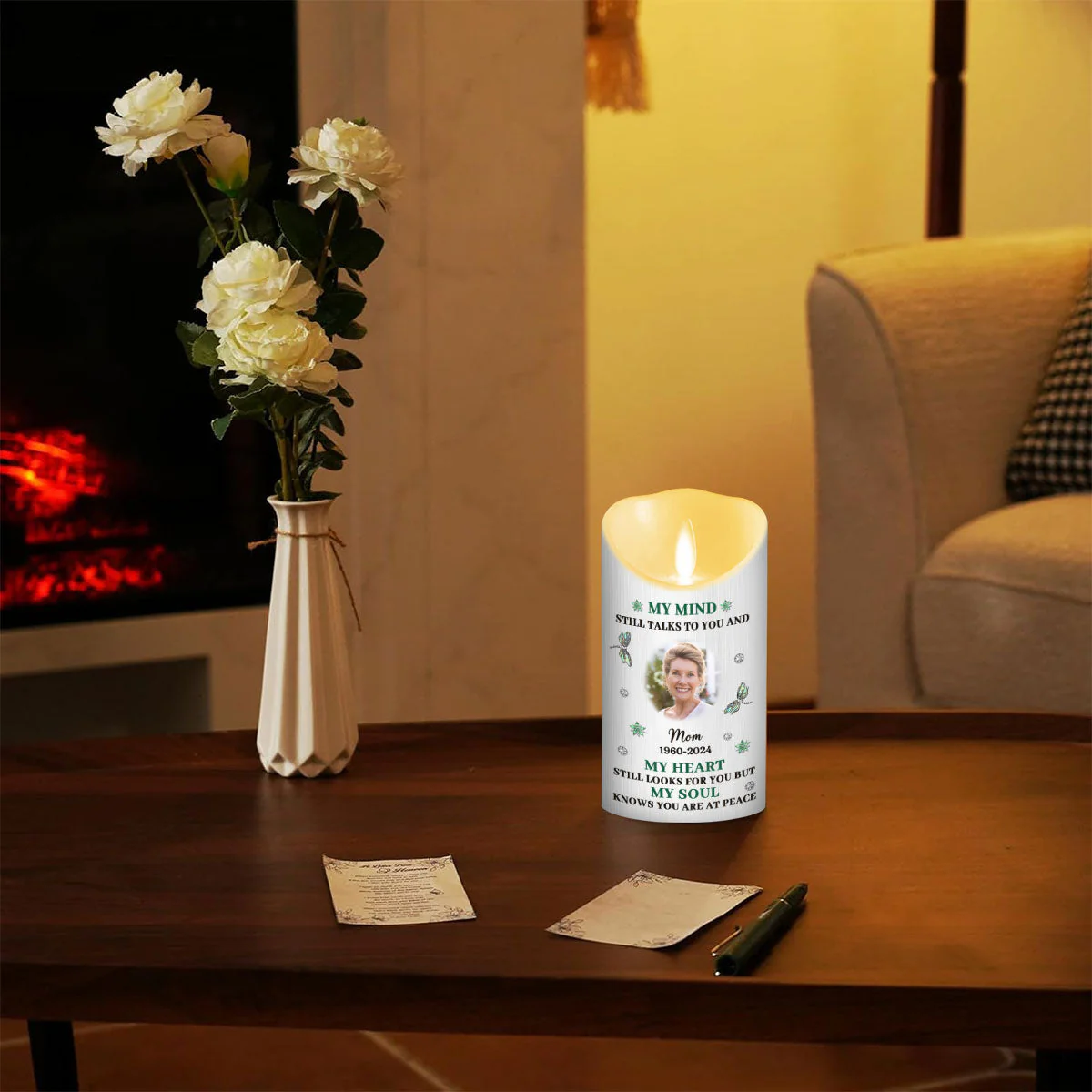 My Mind My Heart My Soul - Personalized Custom LED Candle - Image 4