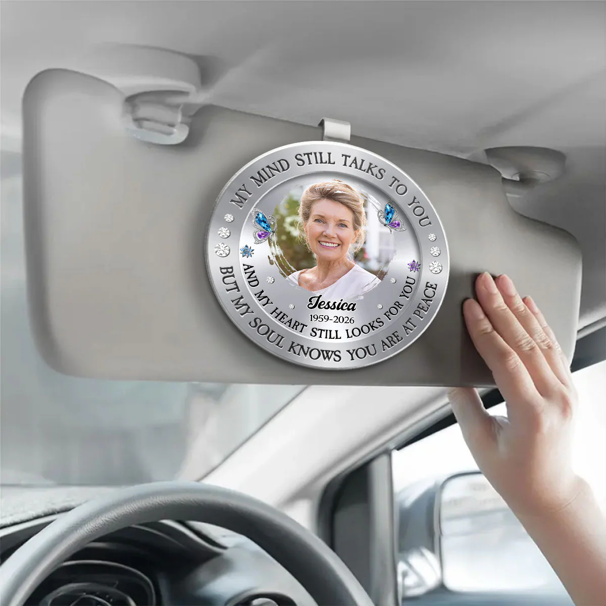 My Mind Still Talks To You - Personalized Custom Acrylic Car Visor Clip - Image 3