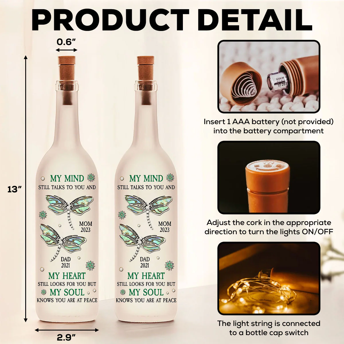 My Mind Still Talks To You - Personalized Custom Bottle Lamp - Image 6