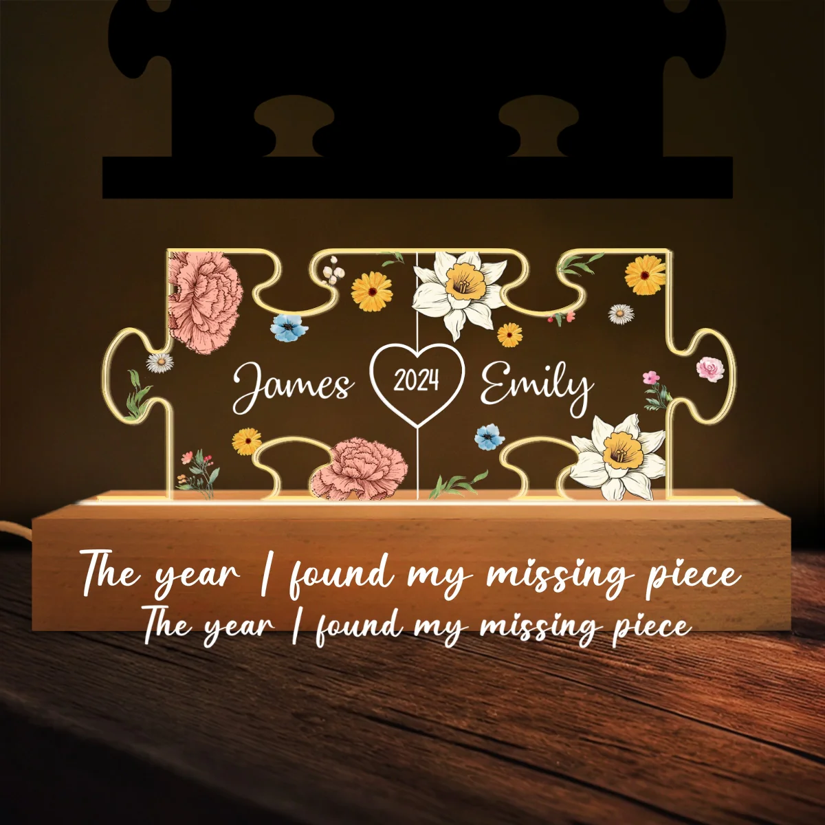 My Missing Piece - Personalized Custom Acrylic 3D LED Night Light - Image 5