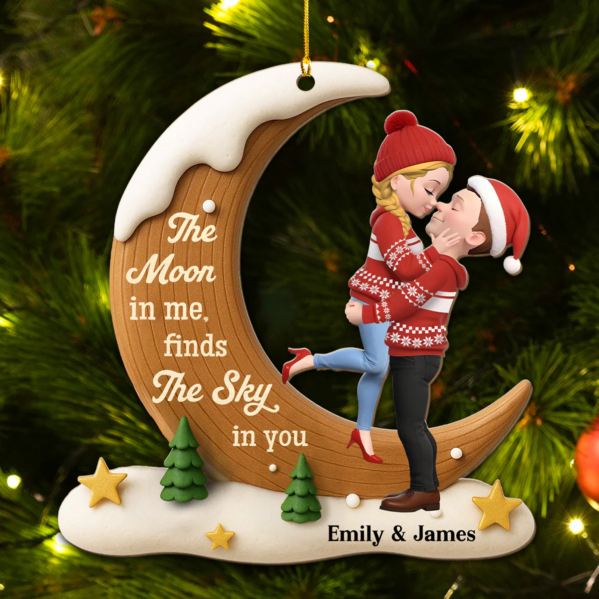 My Moon Belongs To You - Personalized Custom 3D Effect Wood Ornament
