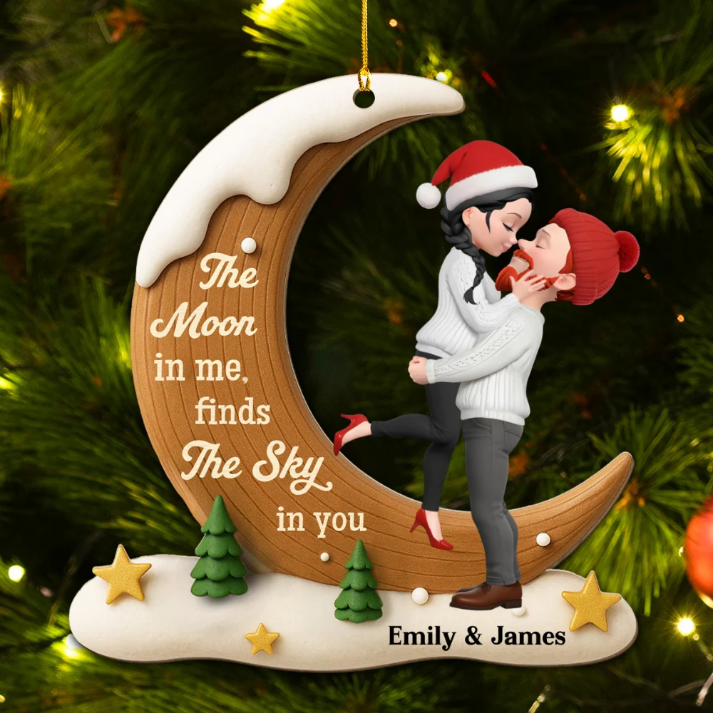 My Moon Belongs To You - Personalized Custom 3D Effect Wood Ornament - Image 5