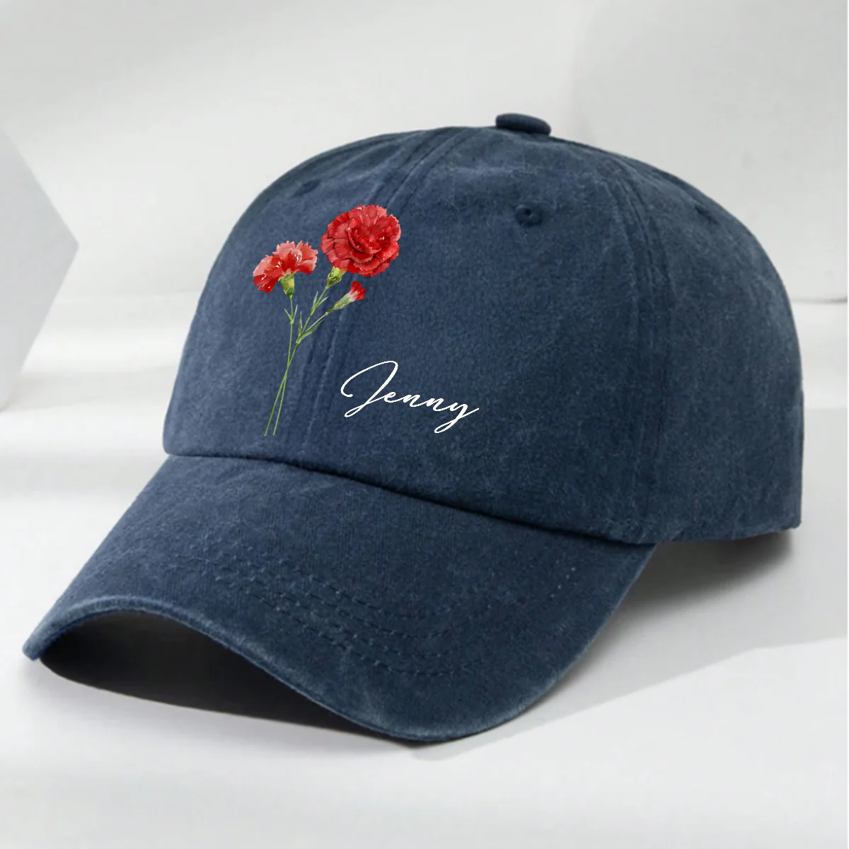 My Own Flower - Personalized Custom Vintage Washed Denim Cap - Image 2