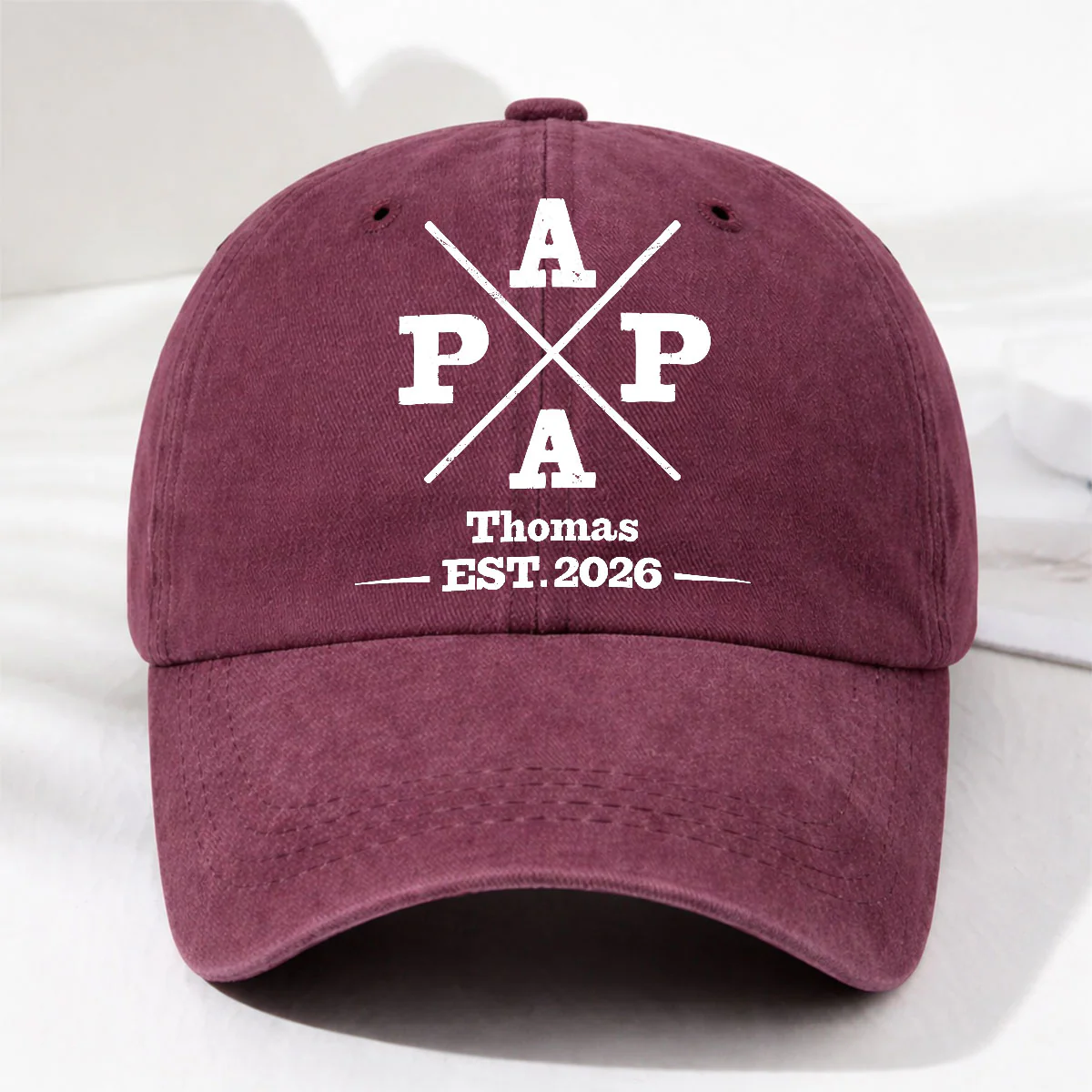 My Papa - Personalized Custom Vintage Washed Denim Cap - Image 3