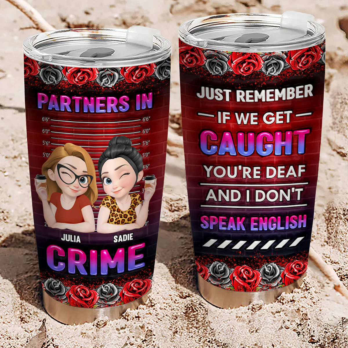 My Partners In Crime - Personalized Custom 3D Inflated Effect Tumbler - Image 2