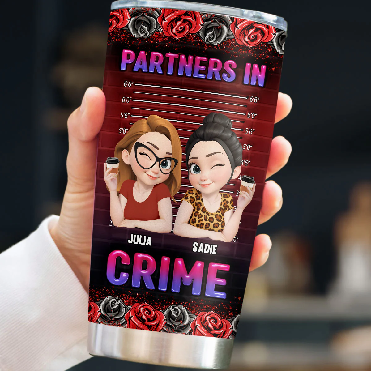 My Partners In Crime - Personalized Custom 3D Inflated Effect Tumbler - Image 3
