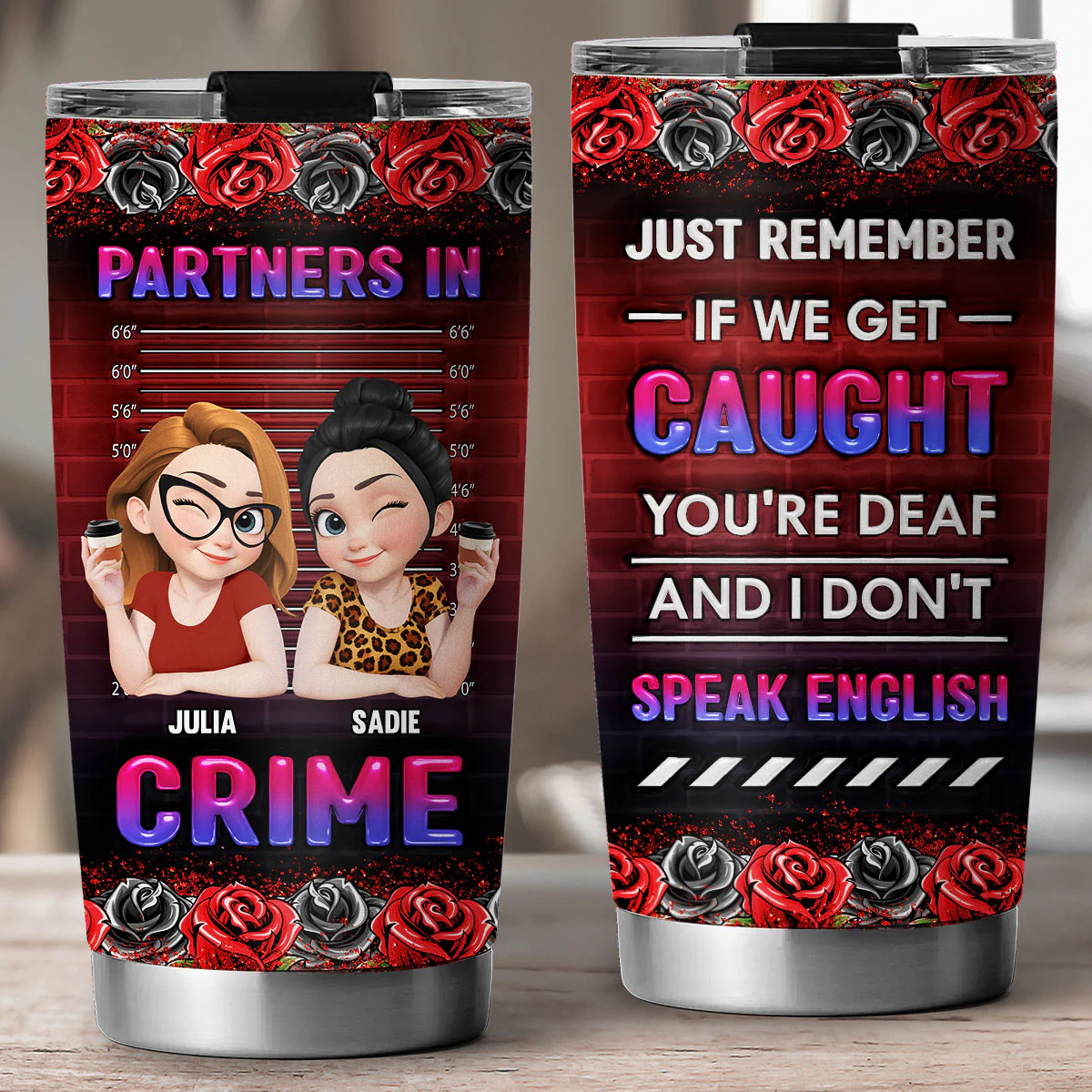 My Partners In Crime - Personalized Custom 3D Inflated Effect Tumbler - Image 5