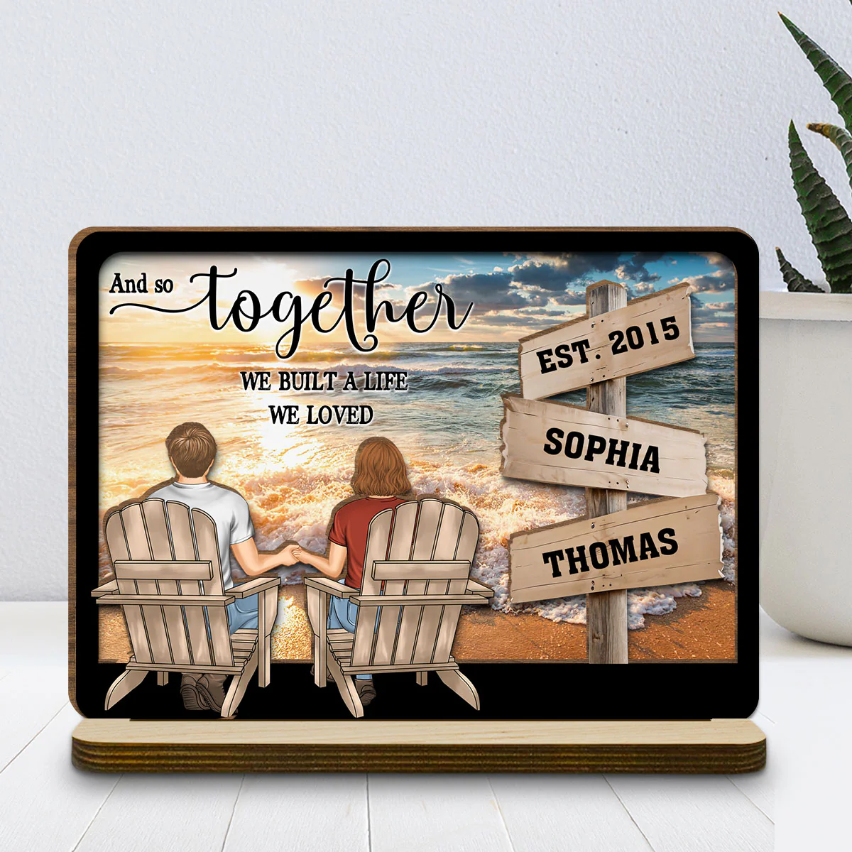 My penguins - Personalized Custom 2-Layer Wood Plaque With Flat Base - Image 2