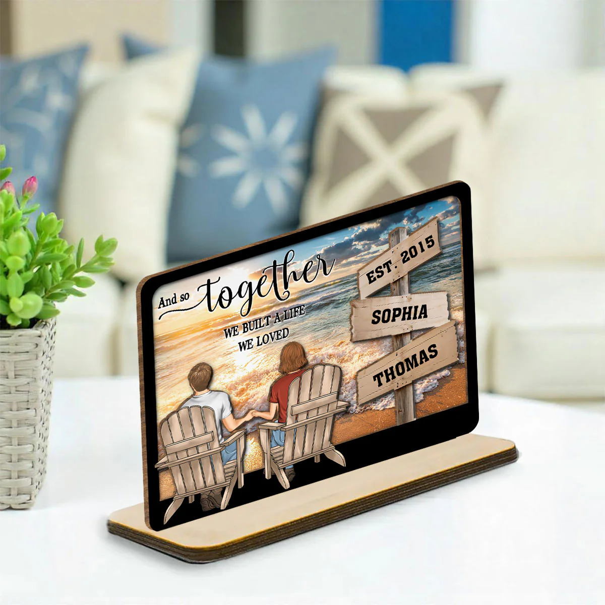 My penguins - Personalized Custom 2-Layer Wood Plaque With Flat Base - Image 3
