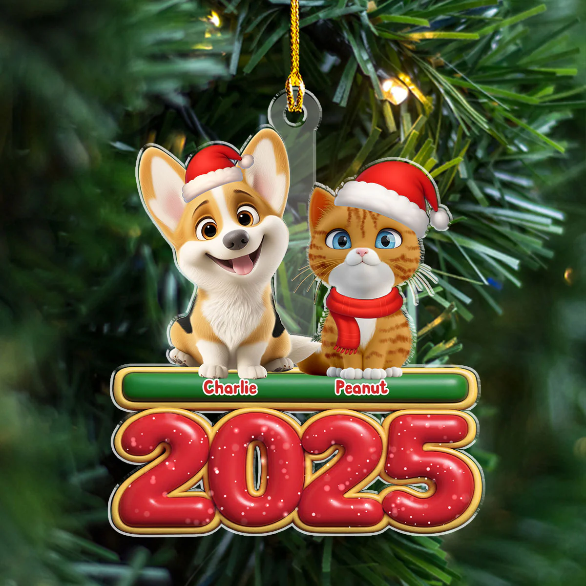 My Pet Is Here - Personalized Custom Acrylic Ornament - Image 3