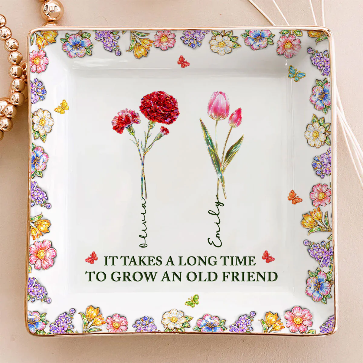 My Real Friends Sisters - Personalized Custom 3D Effect Jewelry Dish - Image 2